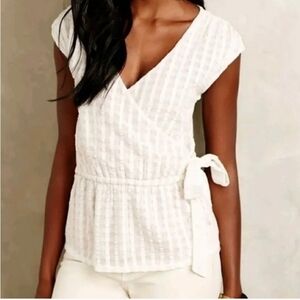 Striped Cream Wrap Top